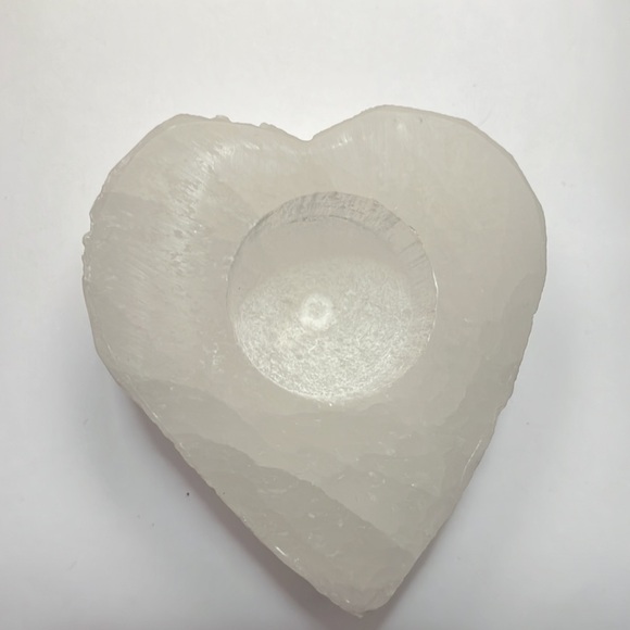 Selenite Crystal Heart Candle Holder - Picture 4 of 6
